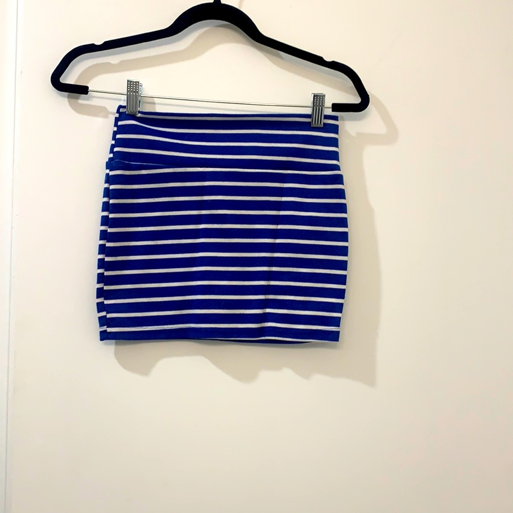 Cobalt Blue and White Striped Mini Skirt